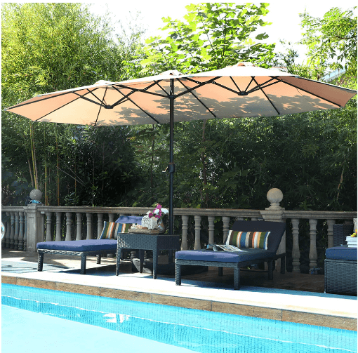 PHI VILLA 13ft Large Double-Sided Outdoor Patio Umbrella