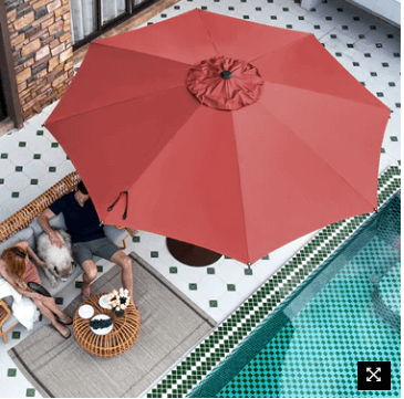 Gardesol 11FT Patio Umbrella, 8 Ribs, Tan/Blue/Red